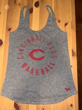 PINK Victoria's Secret Gray Tank Top with Red Cincinnati Reds Logo